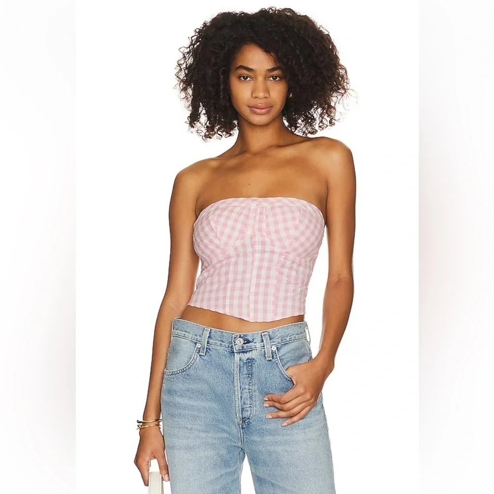 NWOT Free People Leilani Gingham Tube Top